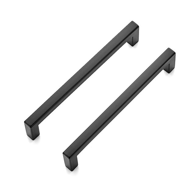 Ravinte 30 Pack 5 Inch Hole Center Solid Slim Square Pulls Matte Black Kitchen Cabinet Handles Square Bar Drawer Handles Flat Black Drawer Pulls for Cupboard Dresser and Cabinets