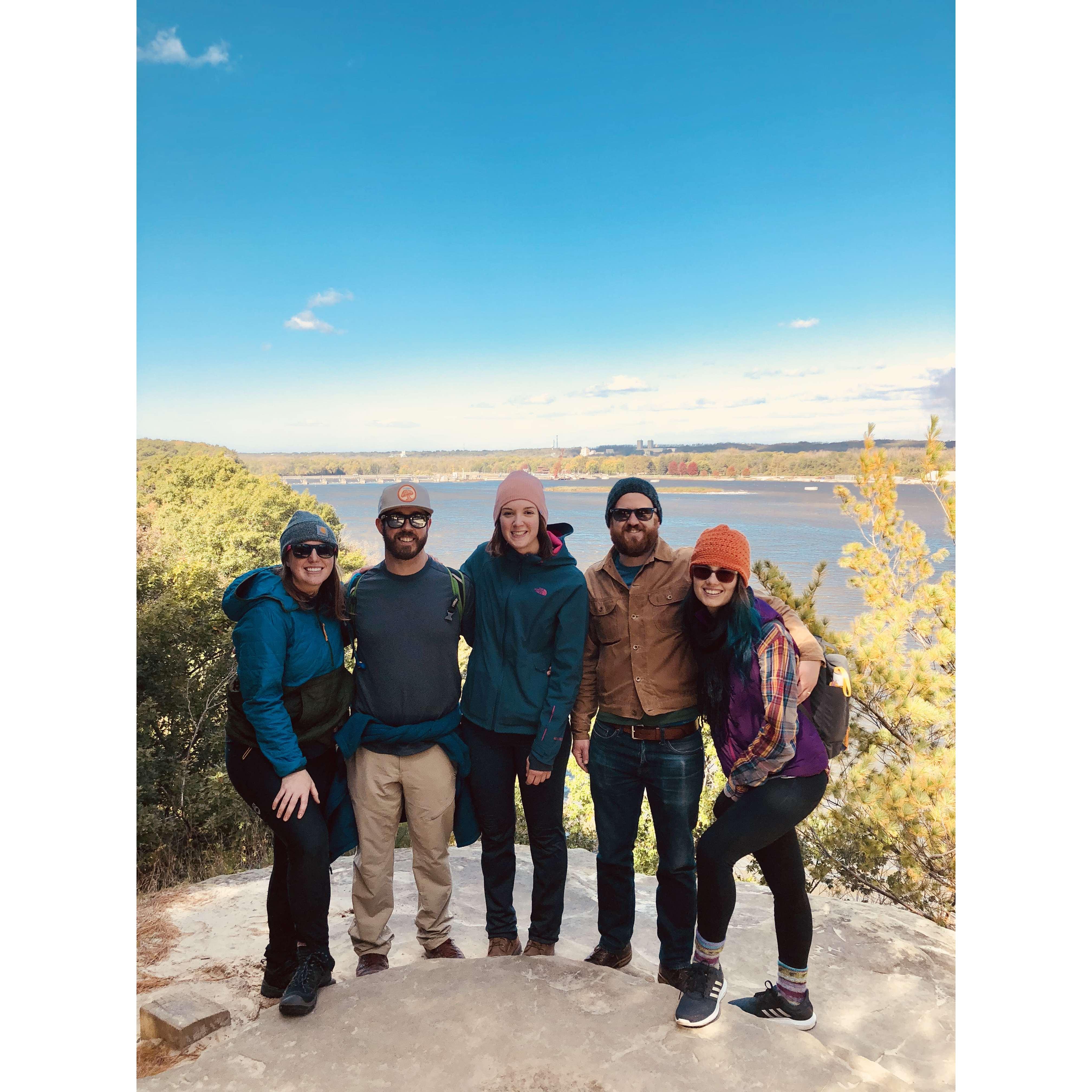 Camping at Starved Rock State Park, IL. From left to right: Cristi (MOH), Patrick, Olivia, Dan (Groomsman), Steph (Bridesmaid).