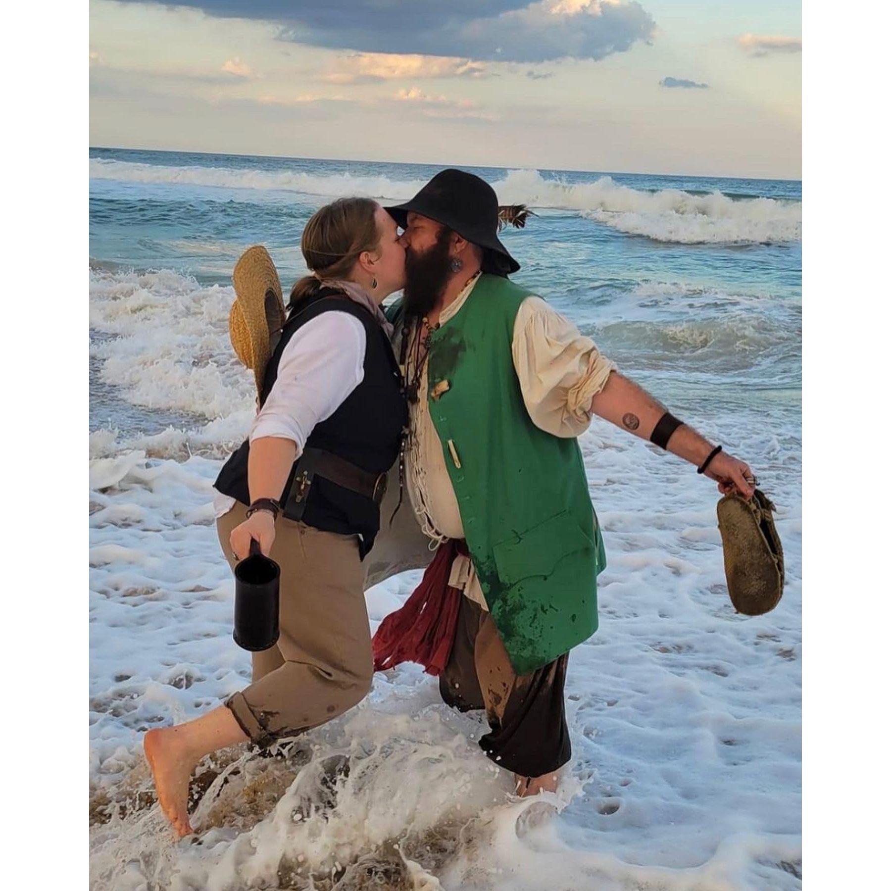 A kiss in the Atlantic Ocean during our trip to St. Augustine in 2022