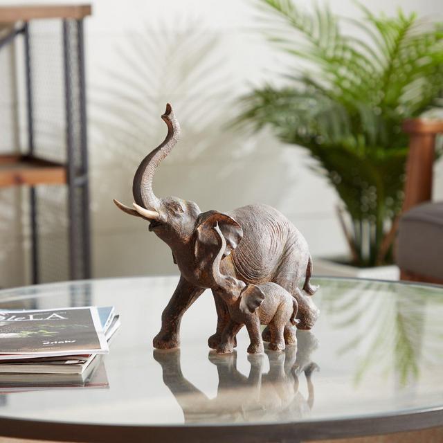 Bertaux Trumpeting Mother and Baby African Elephant Figurine