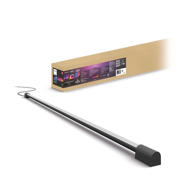 Philips Hue Large Smart Light Tube, Black - White and Color Ambiance LED Color-Changing Light - 1 Pack - Sync with TV, Music, and Gaming - Requires Bridge and Sync Box - Control with App or Voice