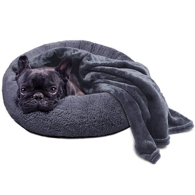 nononfish Camas para Perros Soothing Pet Pillow Snuggle Puppy Chihuahua Bed No Chew Portable Include Dog Blanket Throw