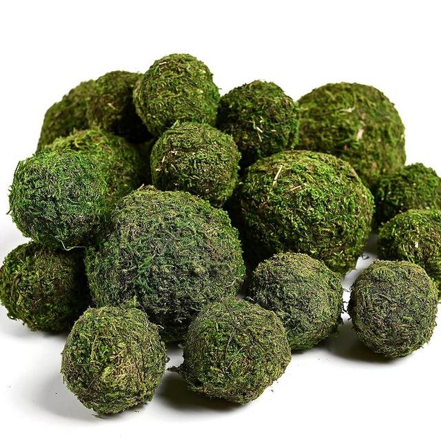 Usmola 18pcs Fake Moss Balls, 6pcs 3.2" Faux Green Balls + 12pcs 2" Artificial Moss Decorative Balls for Centerpiece Bowls (Green)