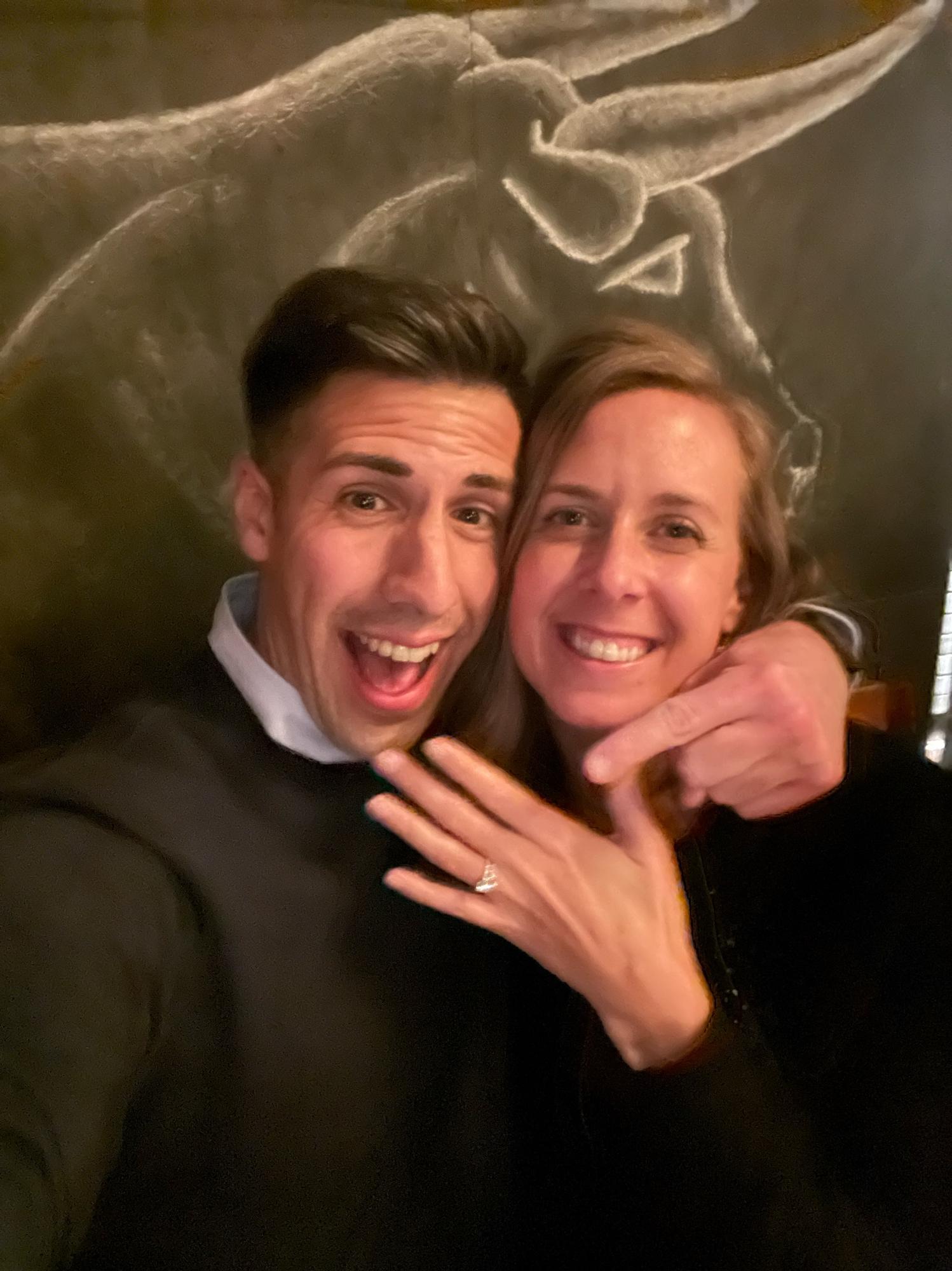 She said, "yes" (sort of - she nodded and said "mhm" through the tears)! Engaged at the place we first met in 2017, Barcelona Wine Bar.