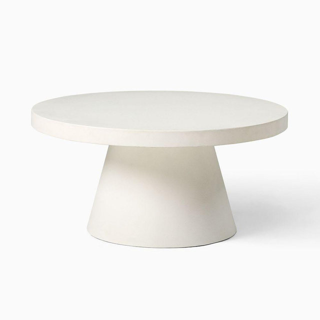 Concrete Pedestal 32" Indoor/Outdoor Round Coffee Table, White