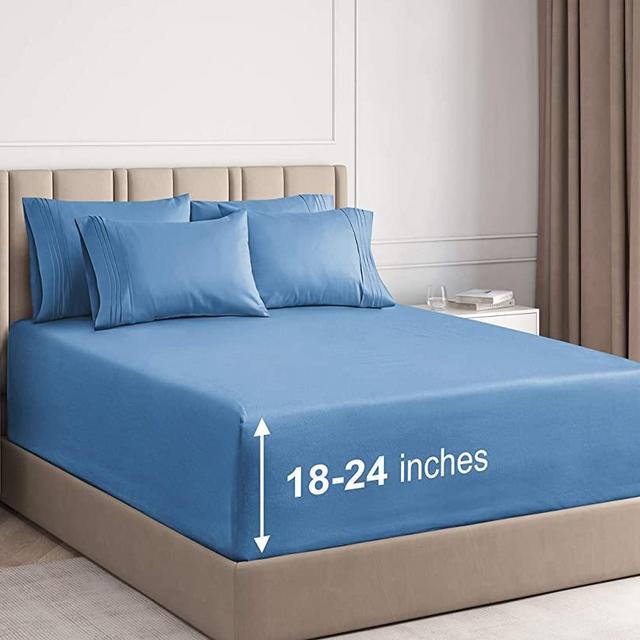 Extra Deep Pocket Sheets - 6 Piece Sheet Set - Queen Sheets Deep Pocket- Extra Deep Pocket Queen Sheets - Deep Fitted Sheet Set - Extra Deep Pocket Queen Size Sheets - Easily Fits Extra Deep Mattress