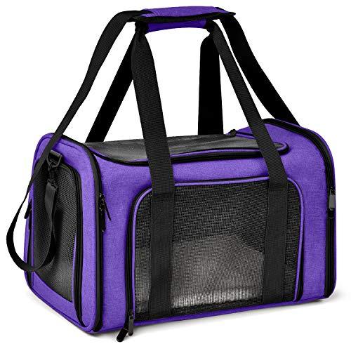 Henkelion Cat Carriers Dog Carrier Pet Carrier for Small Medium Cats Dogs Puppies of 15 Lbs, TSA Airline Approved Small Dog Carrier Soft Sided, Collapsible Puppy Carrier - Black Grey Pink Purple Blue