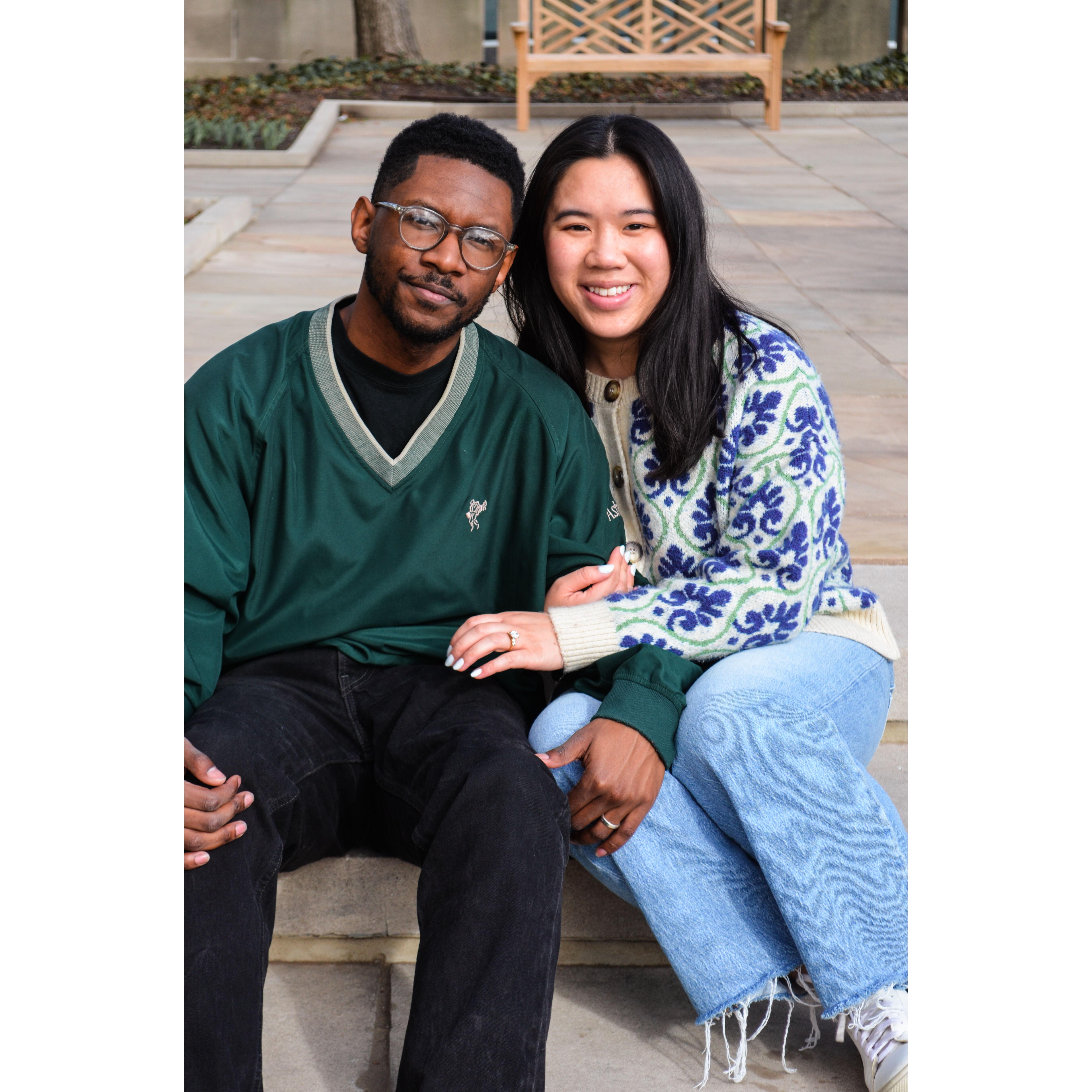 Engagement photos at The Nelson Atkins Museum of Art in Kansas City