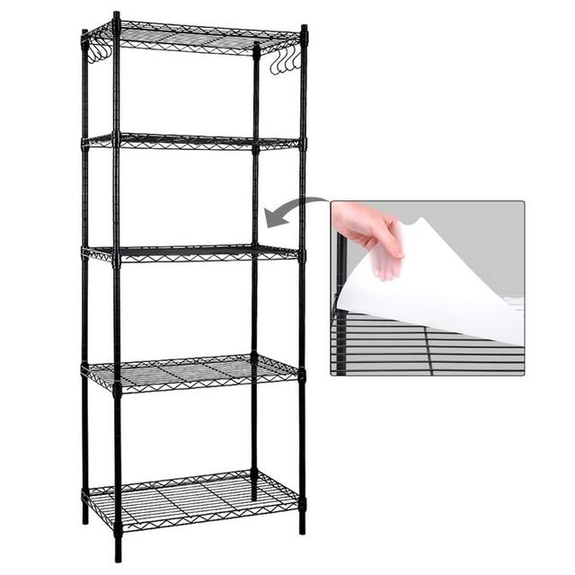 EZPEAKS 5-Shelf Shelving Unit with Shelf Liners Set of 5, NSF Certified, Adjustable, Steel Organizer Wire Rack, 100lbs Loading Capacity Per Shelf, for Kitchen and Garage (23.6W x 14D x 59H) Black