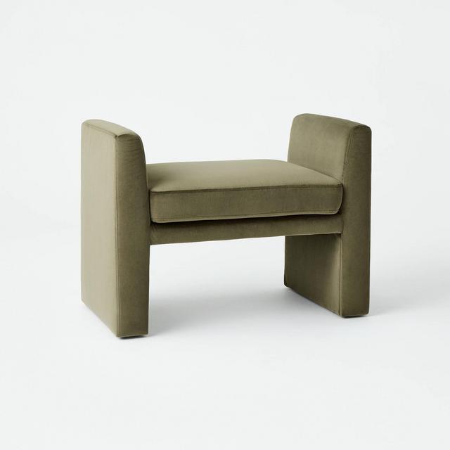 Vernon Ottoman Olive Green Velvet - Threshold™ designed with Studio McGee