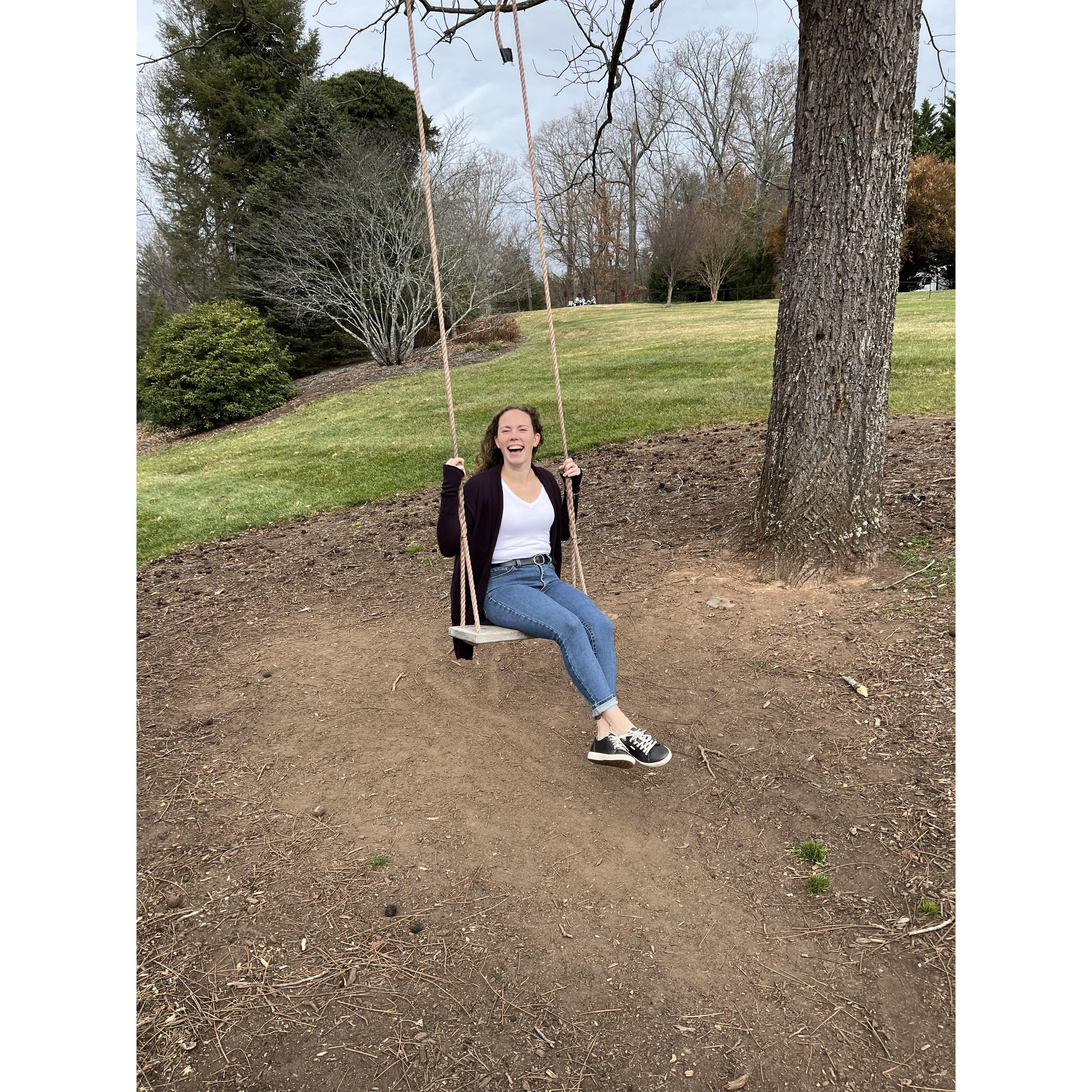 A little joy from a swing in the tree. Right next to our engagement spot at the Biltmore House.
