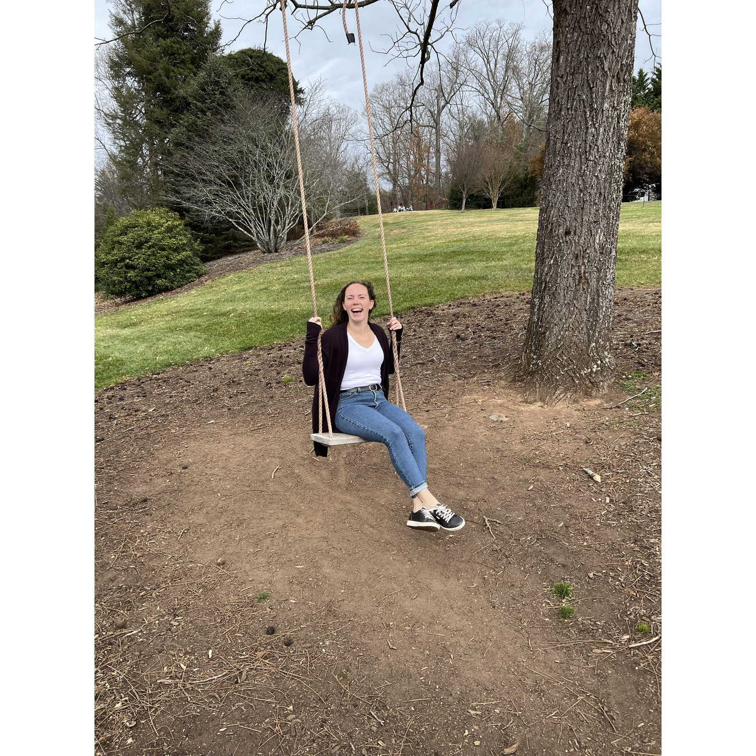A little joy from a swing in the tree. Right next to our engagement spot at the Biltmore House.