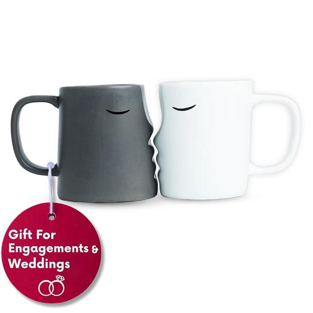 Occasionals Kissing Couple Mug Set Couple Gift For Anniversary Wedding Engagement Valentines Day. Cute Matching Ceramic Coffee Cups Gift Husband Wife Girlfriend Boyfriend His Hers Mr Mrs (Gray/White)