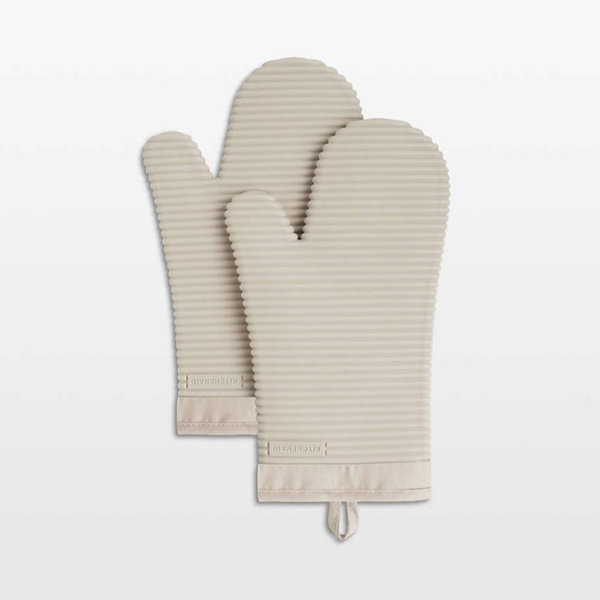 KitchenAid Milkshake Ribbed Soft Silicone Oven Mitts, Set of 2