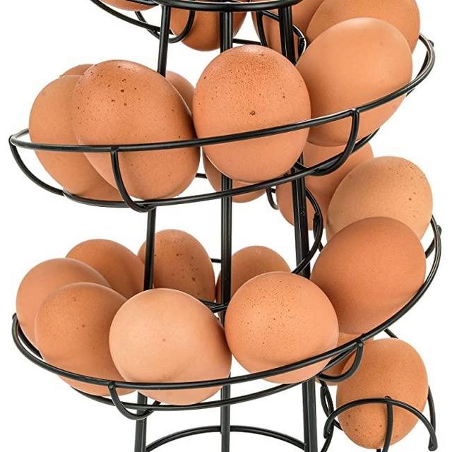 Egg Skelter Deluxe Modern Spiraling Dispenser Rack, Black