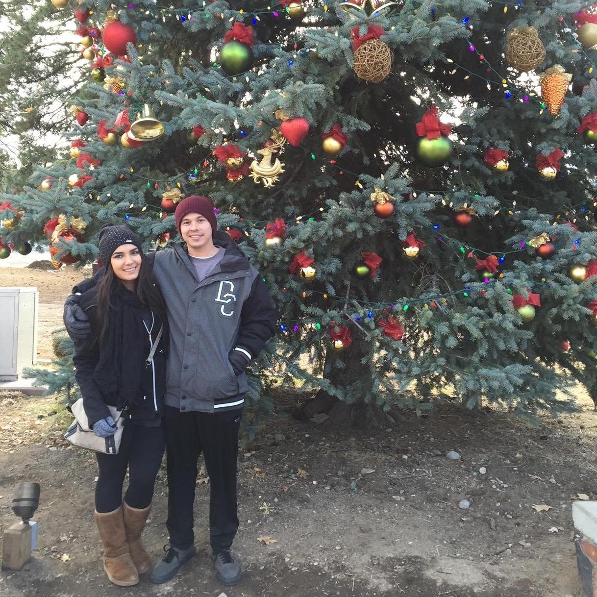 Enjoying the beautiful Christmas tree in Big Bear, CA in December of 2015.