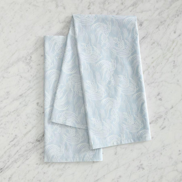 Ocean Waves Tea Towels, Set of 2 - Blue Multi