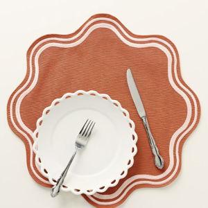 Madeline Embroidered Round Placemat - Pumpkin