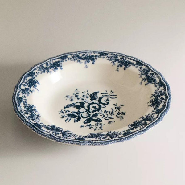 FLORAL EARTHENWARE SOUP PLATE