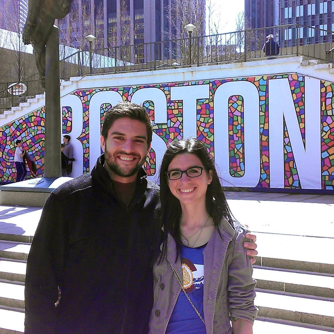 Mike's first marathon spectating experience, Boston Marathon 2014.