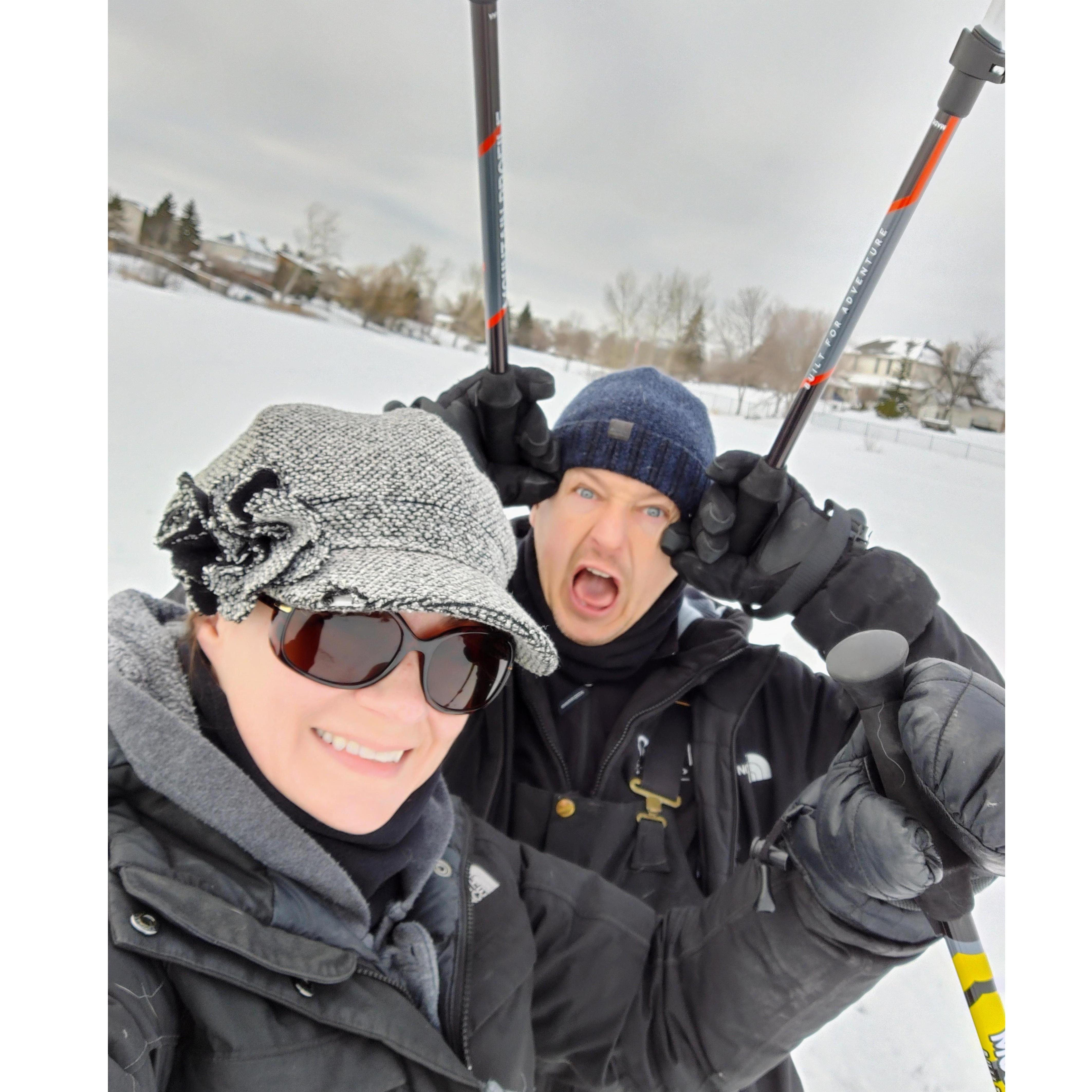 Kenton will make everything silly, including snowshoeing.