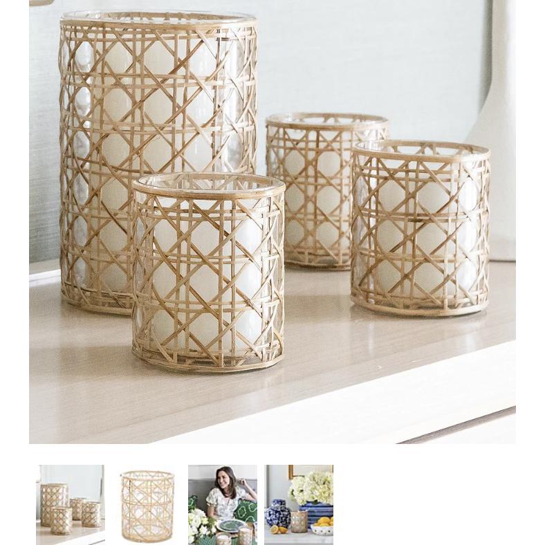 x Mrs. Southern Social Natural Rattan & Glass Hurricane Decor-Dillards Registry