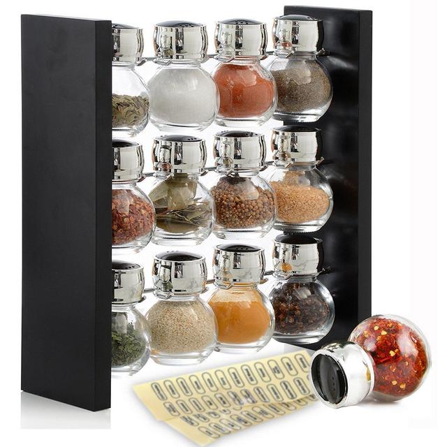 Spice Rack Stand Holder with 12 Bottles Counter-top Spice Organizer Stand Holder Keeps a Dozen Flavors Close at Hand (Spices Not Included)