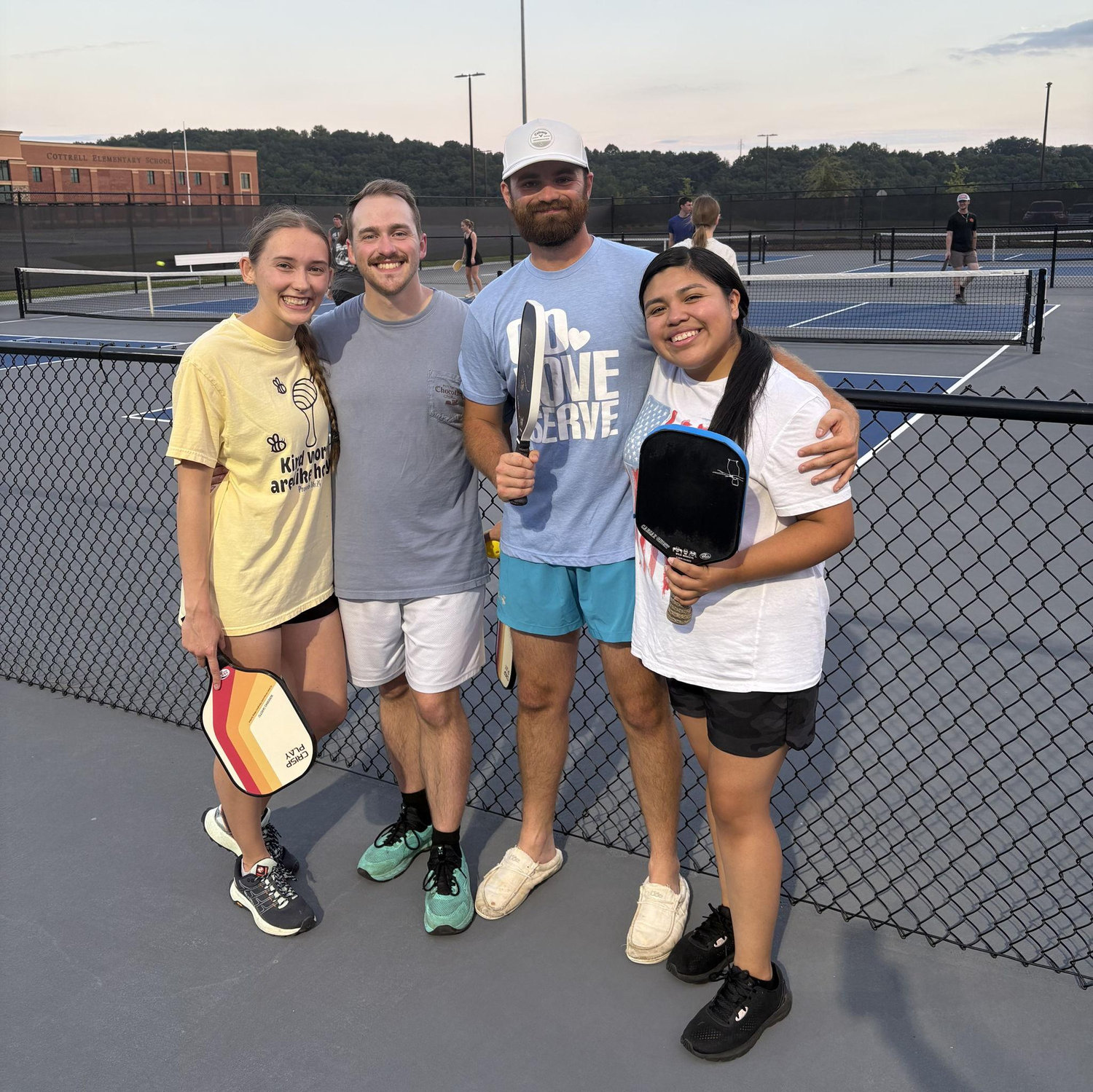 We love playing pickleball together with our friends!