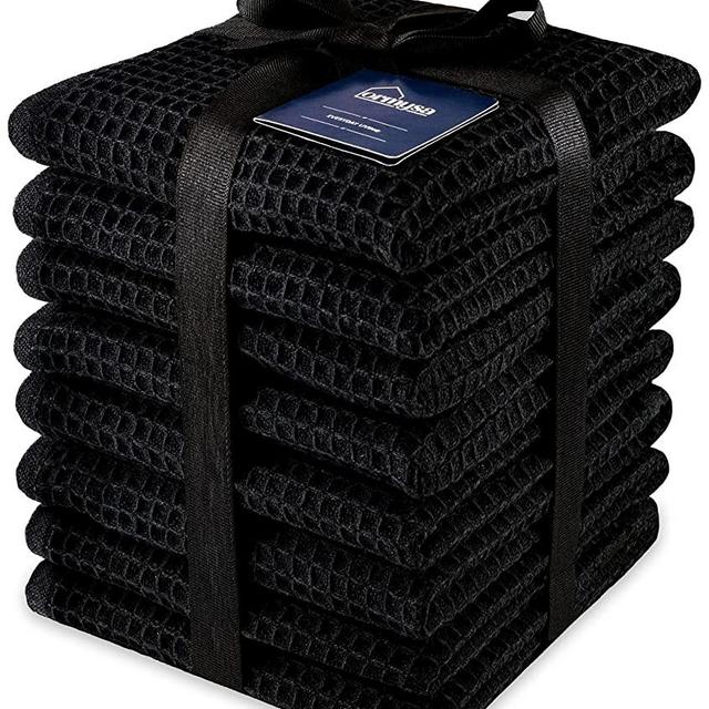 Dish Cloths for Washing Dishes - 12" X 12" Kitchen Dish Cloths, 8 Pack Dish Towels for Kitchen, Quick Dry Dish Rags, Super Soft Dish Rags and Dish Towels, Fast Absorbent Reusable Dish Cloths (Black)