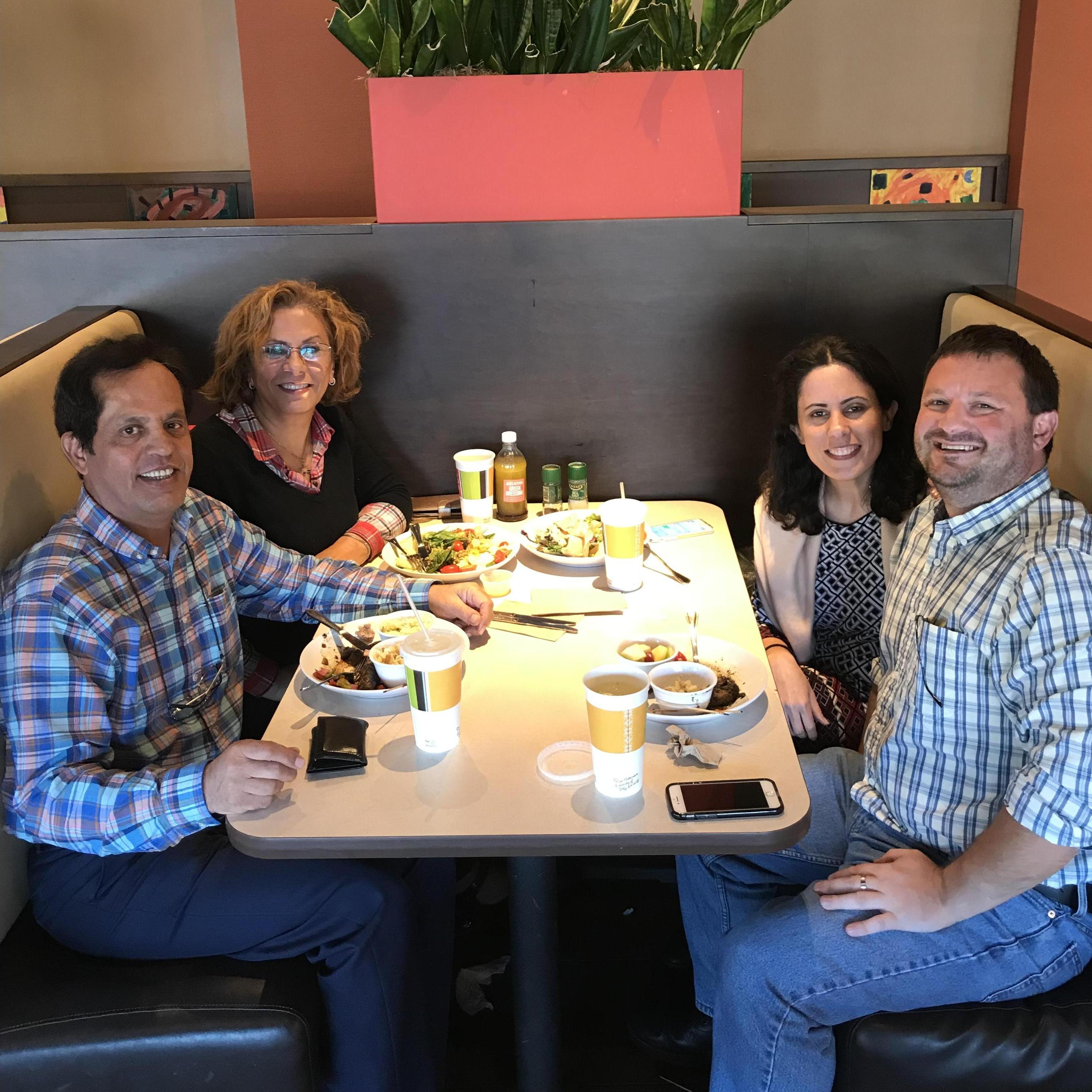 Celebrating after choosing our wedding place and date.