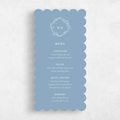 Blue Scalloped Wedding Menu - Normandy