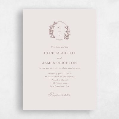 Acorn, Brown Wedding Invitation - Vinehall Portrait