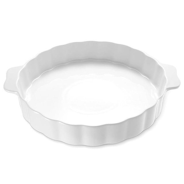 Samsle Ceramic Pie Pan For Baking,13Inch Round Baking Dish With Double Handle,Pie Plate With Ruffled Edge-Microwave, Dishwasher, and Oven Safe