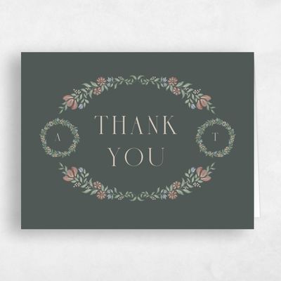 Dark Seaweed, Grey Wedding Thank You - Mirelia Landscape