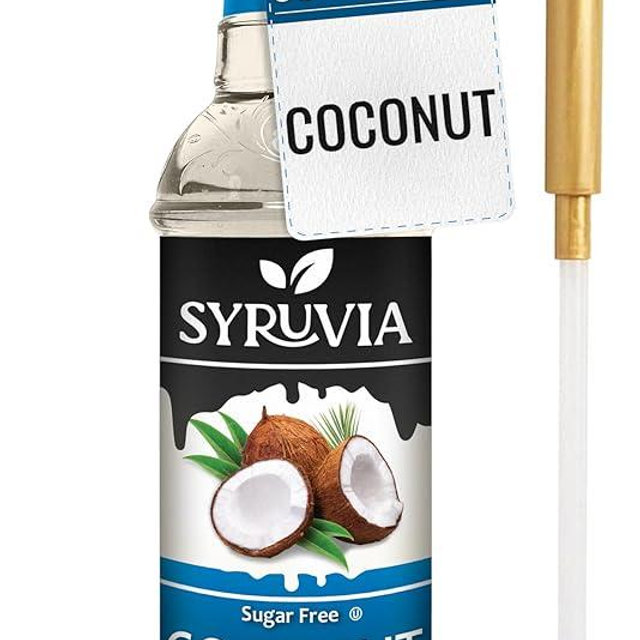 Syruvia Sugar Free Coffee Syrup, Coconut Flavored Syrup for Drinks, Lattes, and Desserts – 25.4 fl oz, With Pump