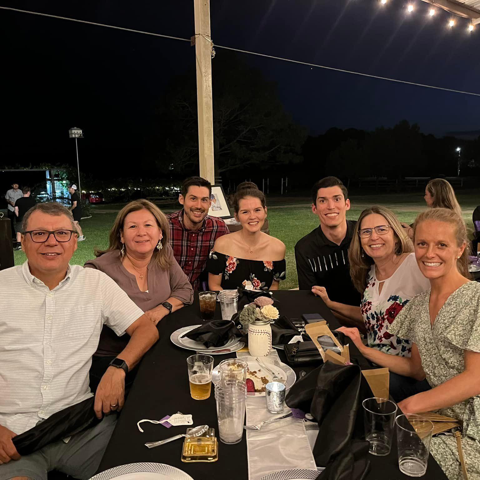 Celebrating Austin's graduation with Jake's family!