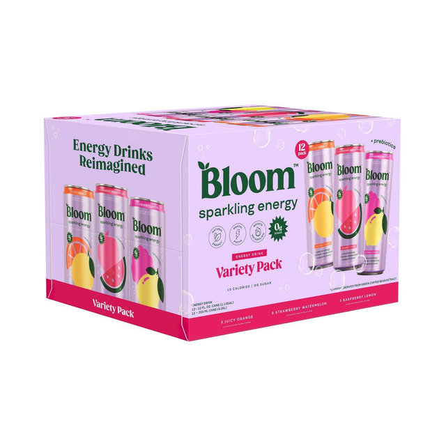 BLOOM NUTRITION Sparkling Energy Drink - Variety Pack - 12pk/12 fl oz Cans