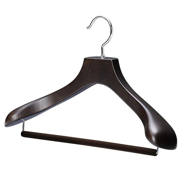 NAKATA HANGER: Made in Japan Wooden Men's Suit Hanger with a Felt bar Smoked Brown AUT-05SM(w:430)