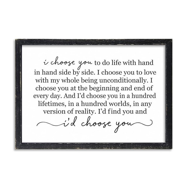 LuZhiQiang I Choose You To Do Life Sign Wall Decor 16X11 I Love You InchRomantic Marriage Art Wooden Framed Wall Hanging (Black)