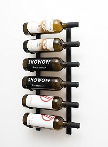 VintageView W Series (2 Ft) - 6 Bottle Wall Mounted Wine Rack (Satin Black) Stylish Modern Wine Storage with Label Forward Design