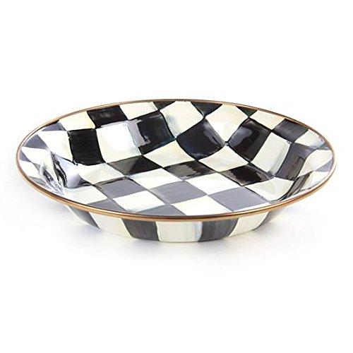 MacKenzie-Childs Stainless Steel Round Pie Plate – Enamel Courtly Check Black and White Print 9.5” Diametre Pie Dish Pan
