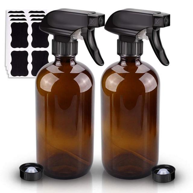 2 Pack Glass Spray Bottle, Wedama Amber 16oz Glass Spray Bottle Set & Accessories for Aromatherapy Facial hydration Watering Flowers Hair Care