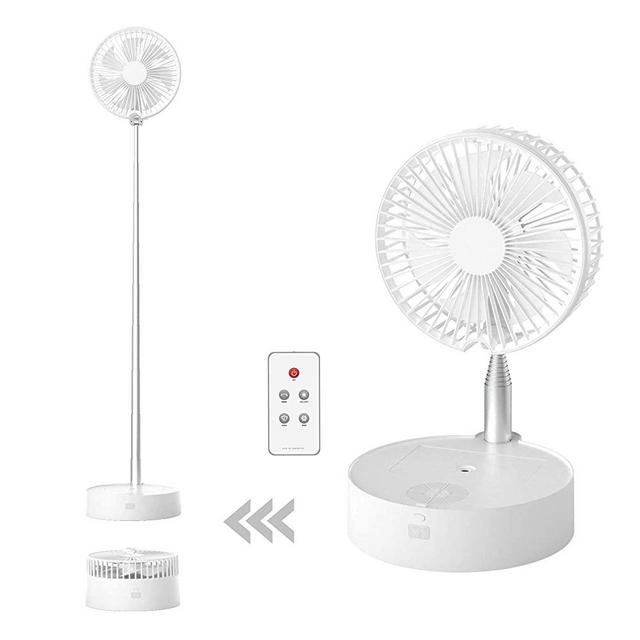 Floor and Table Oscillating Fan, 8 inch Portable Foldable Fan with Remote, Humidifier and Night Light, 7200mAh, 3-Speed, 7 Blades Quiet Fan