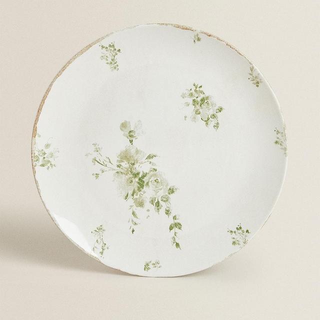 Zara Home Floral Serving Dish with Antique Finish Rim