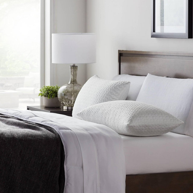 Queen Comfort Collection Fiber & Shredded Foam Bed Pillow with Zippered Inner Cover - Lucid