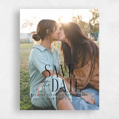 White Typography Wedding Save the Date - Kosrae Portrait