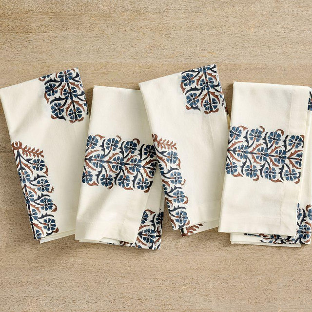 Rita Block Print Organic Cotton Napkins, Set of 4 - Multi