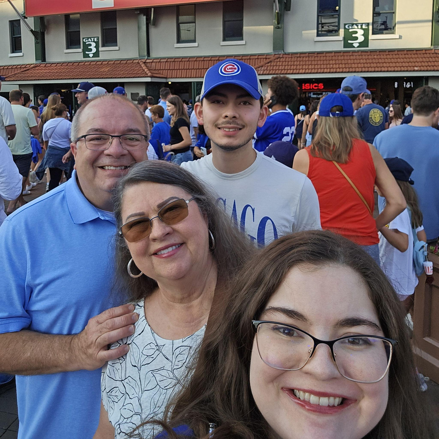 Cubs v Royals with Audrey's dad (Kaveh) and step-mom (Connye)