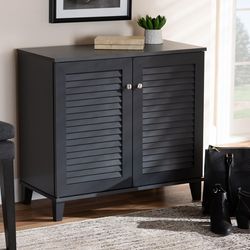 Baxton Studio Coolidge 4-Shelf Shoe Storage Cabinet