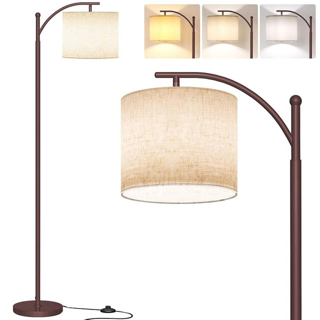 SUNMORY Floor Lamps for Living Room, Modern Floor Lamp with 9W 3 Color Temperatures Bulb, Metal Standing Lamps with Adjustable Lampshade, Arc Tall Floor Lamp for Bedroom, Office, Home Decor (Brown)